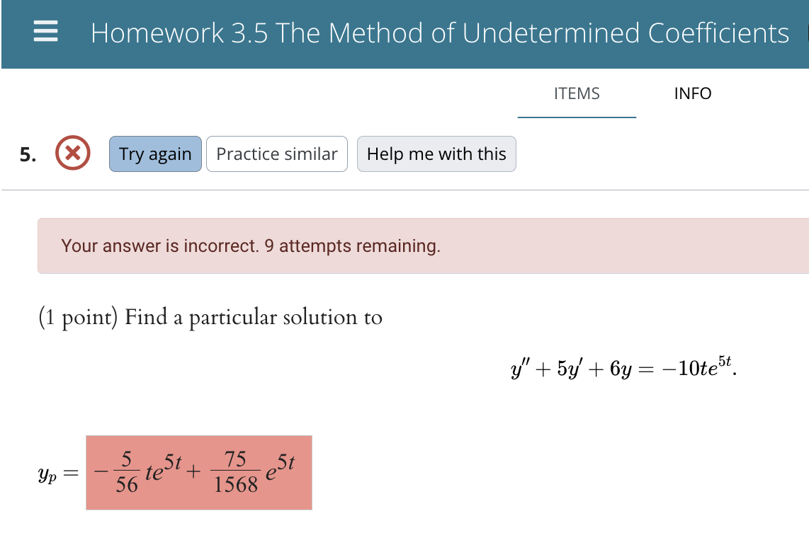 Solved 三 Homework 3.5 The Method Of Undetermined | Chegg.com