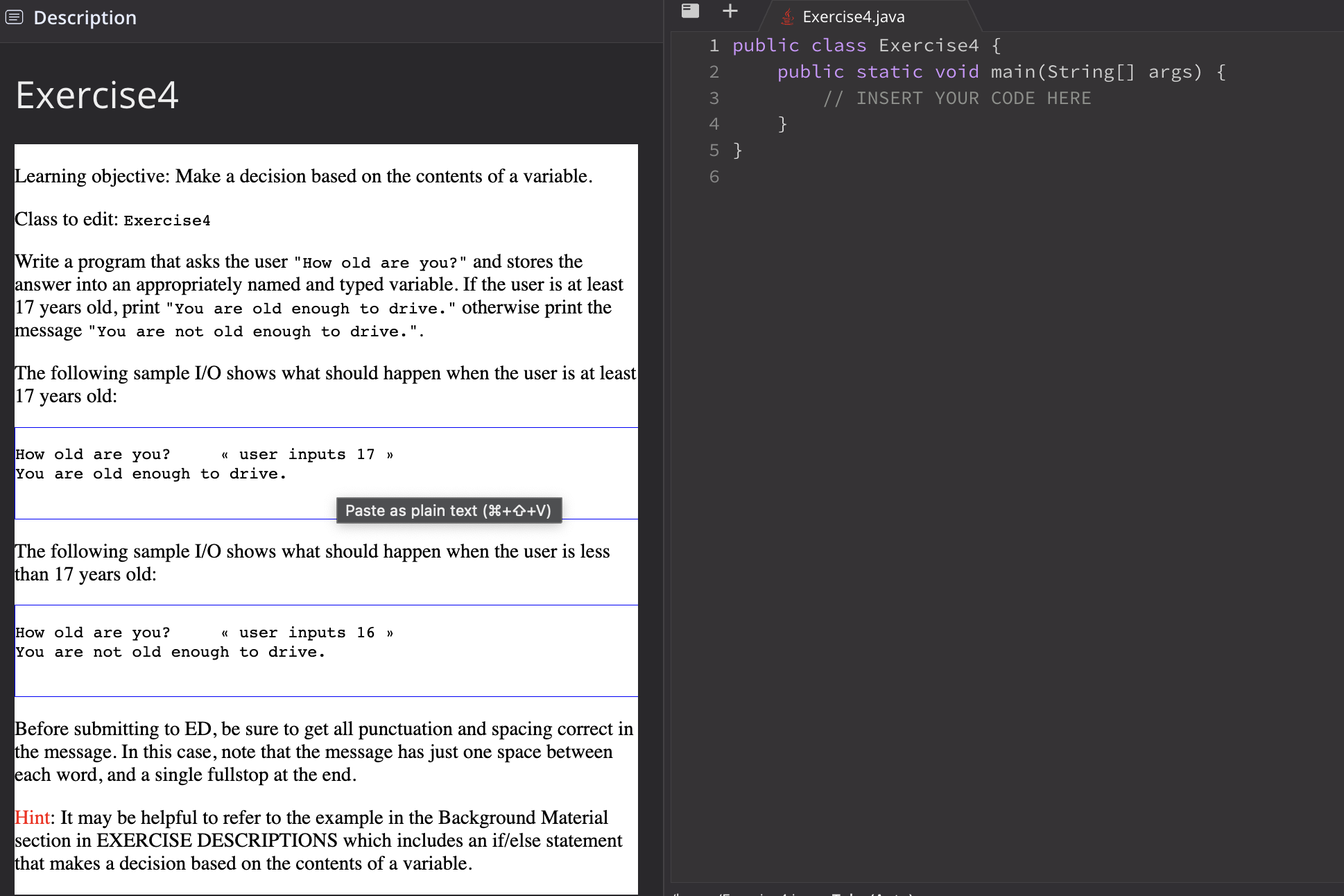 Solved Description Exercise 4 Learning Objective: Make A | Chegg.com