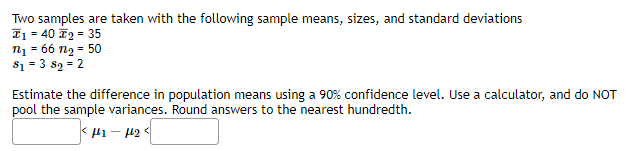 Solved Two samples are taken with the following sample | Chegg.com