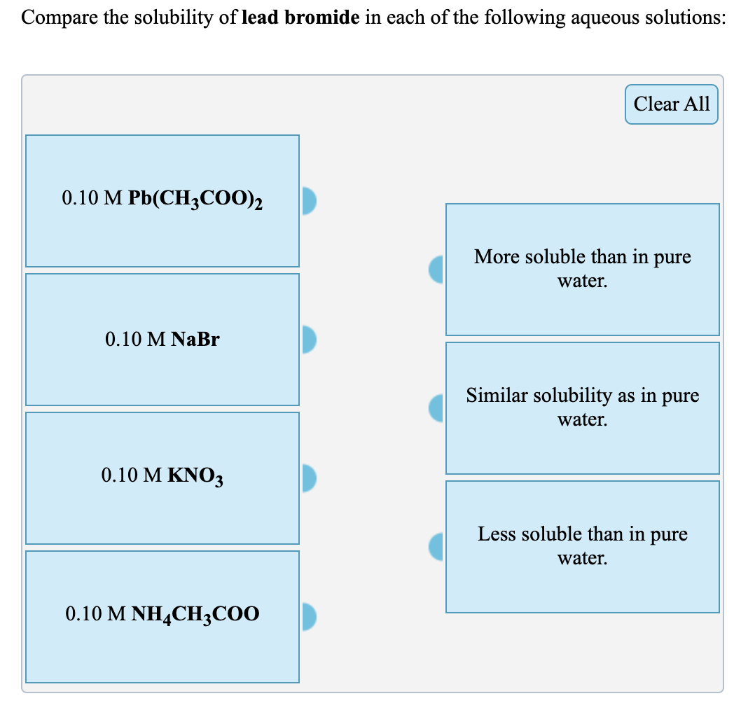 Solved Compare the solubility of lead bromide in each of the