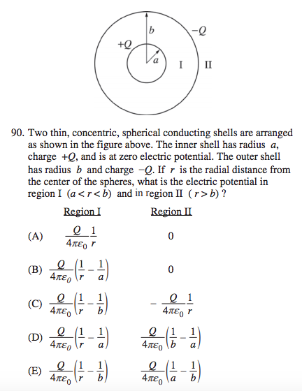 Solved B + II 90. Two Thin, Concentric, Spherical Conducting | Chegg.com