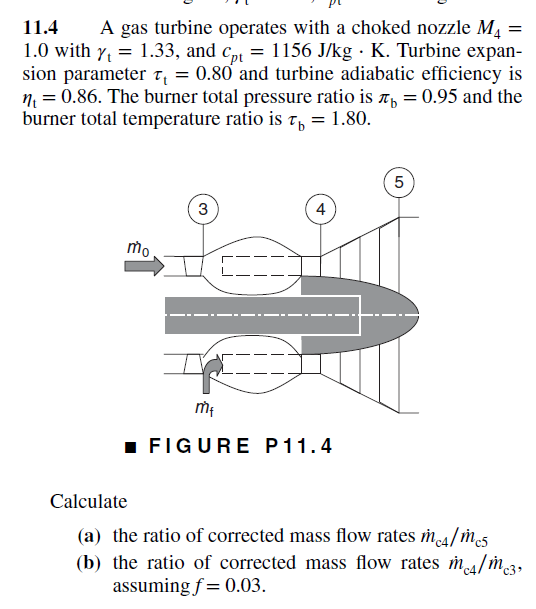 11.4 A gas turbine operates with a choked nozzle M4