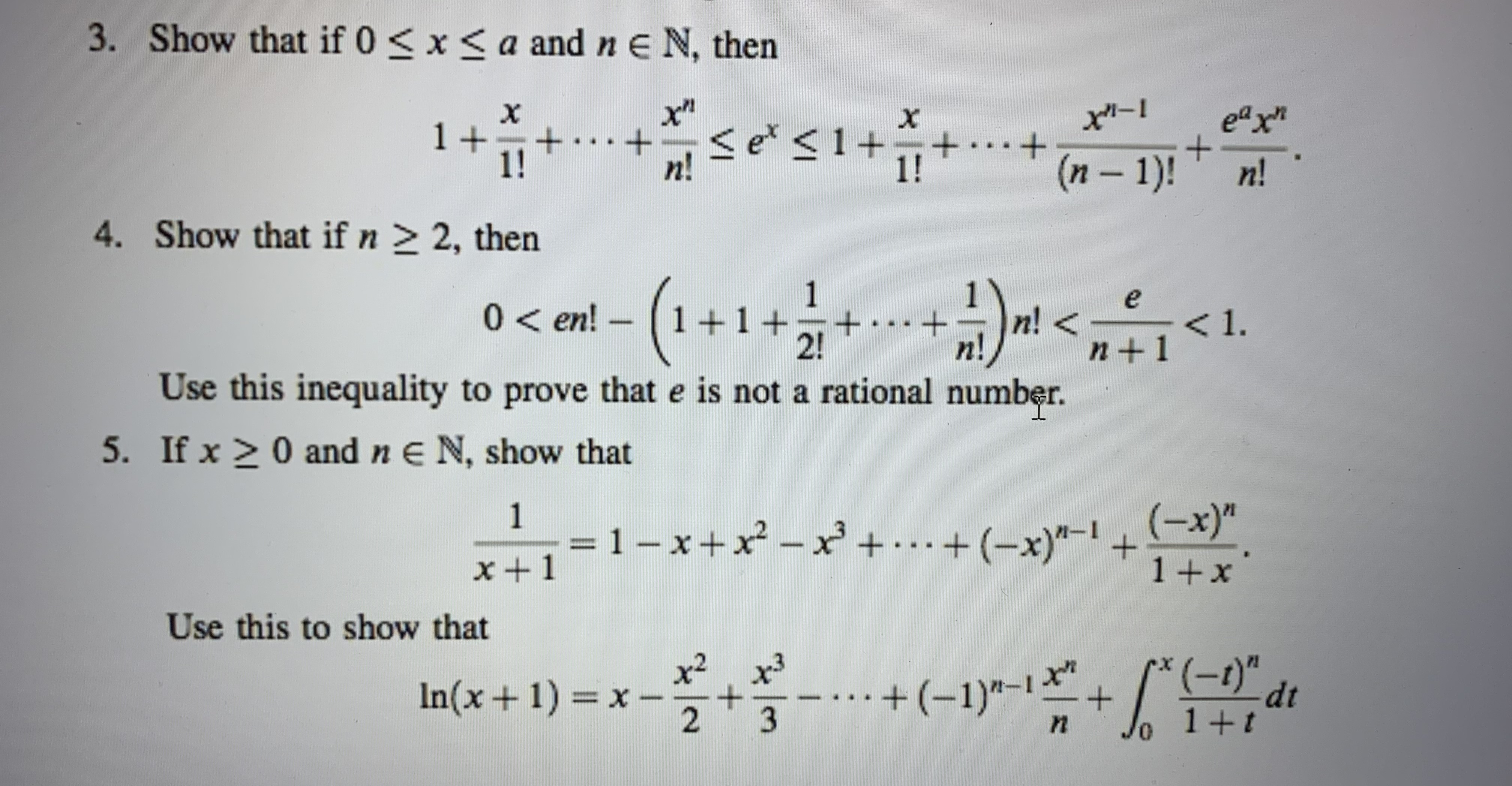 Solved 3. Show that if 0≤x≤a and n∈N, then | Chegg.com