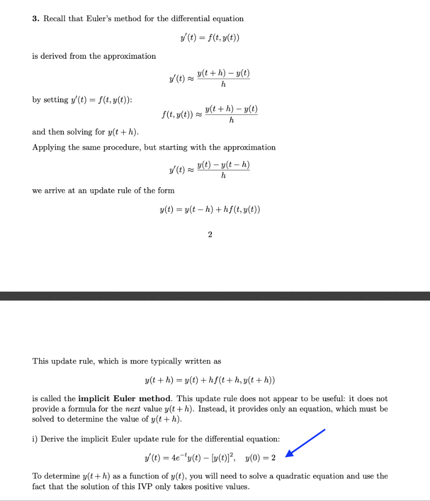 Solved 3. Recall that Euler's method for the differential | Chegg.com