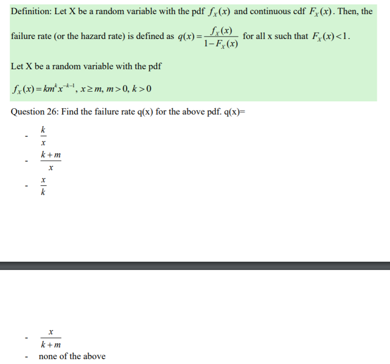 Solved Definition: Let X be a random variable with the pdf | Chegg.com