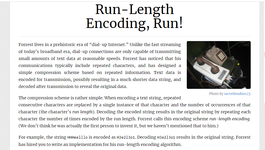 Solved Run-Length Encoding, Run! Forrest lives in a | Chegg.com