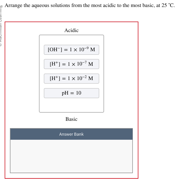 Solved Arrange the aqueous solutions from the most acidic to | Chegg.com