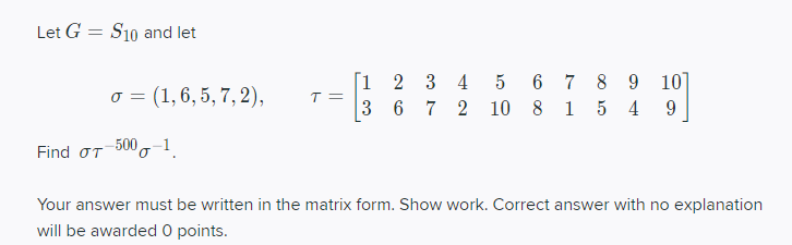 Solved Let G S10 And Let O 1 6 5 7 2 T 1 2 3 4 5 Chegg Com