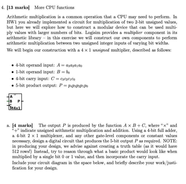 4. [13 marks] More CPU functions Arithmetic | Chegg.com