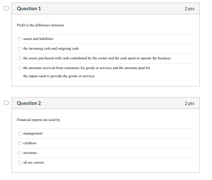 Solved Question 1 2 pts Profit is the difference between | Chegg.com
