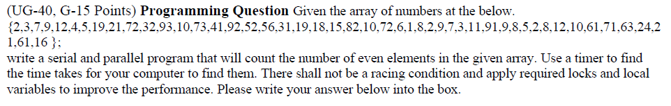 Solved (UG-40, G-15 Points) Programming Question Given the | Chegg.com