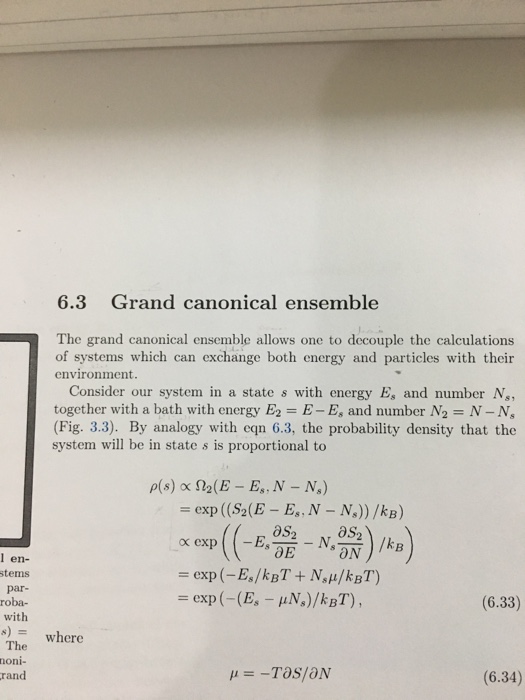 Solved 6.3 Grand canonical ensemble The grand canonical | Chegg.com
