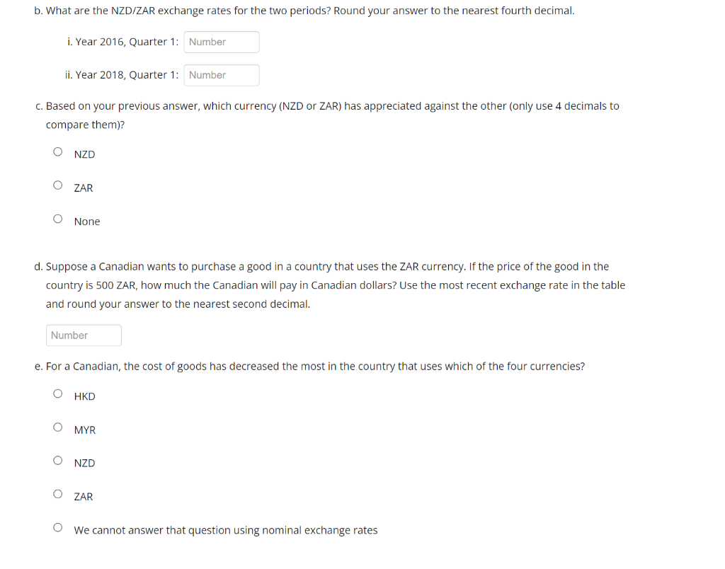 Solved The following table shows four nominal exchange rates | Chegg.com