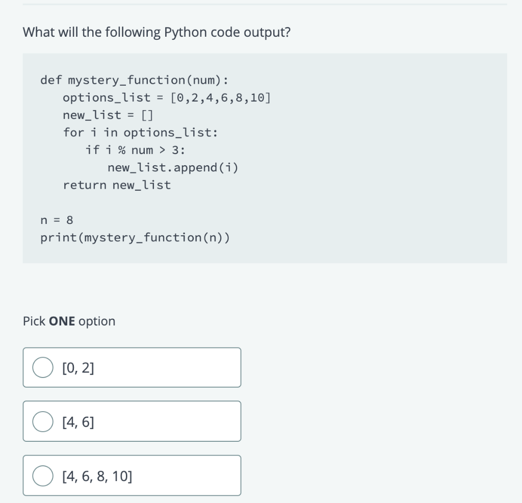 Solved What will the following Python code output? def | Chegg.com