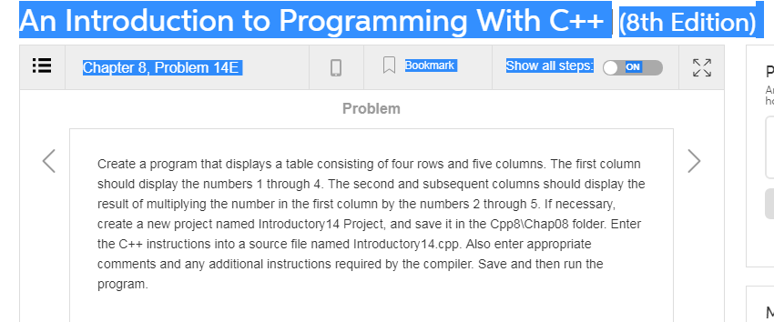 Solved An Introduction to Programming With C++ (8th Edition) | Chegg.com