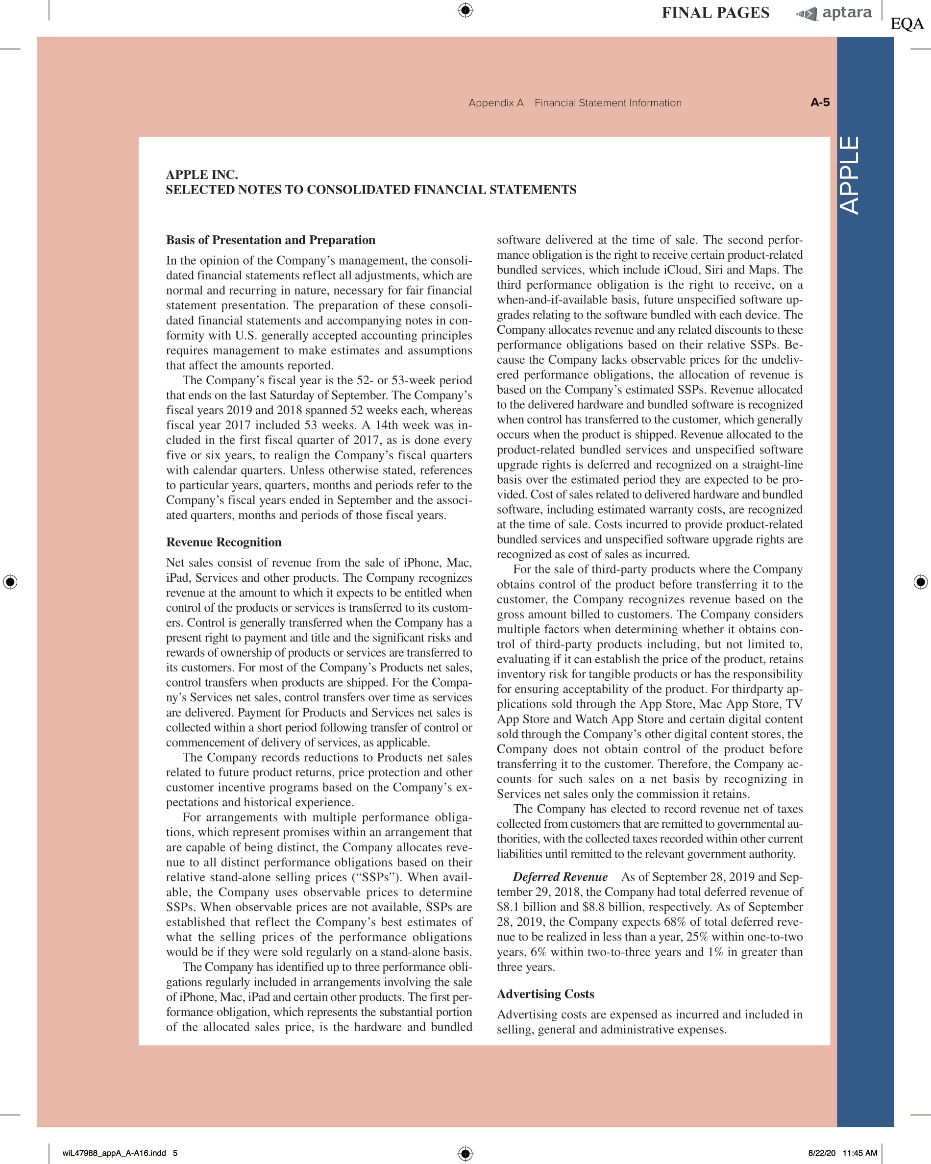 Solved Use Apple's financial statements in Appendix A to | Chegg.com