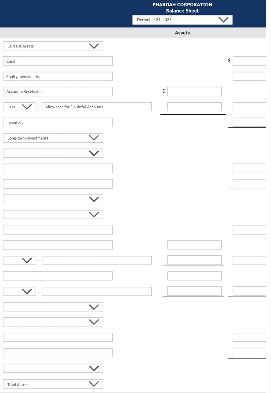 Solved PHAROAH CORPORATION Balance Sheet December 31, 2025