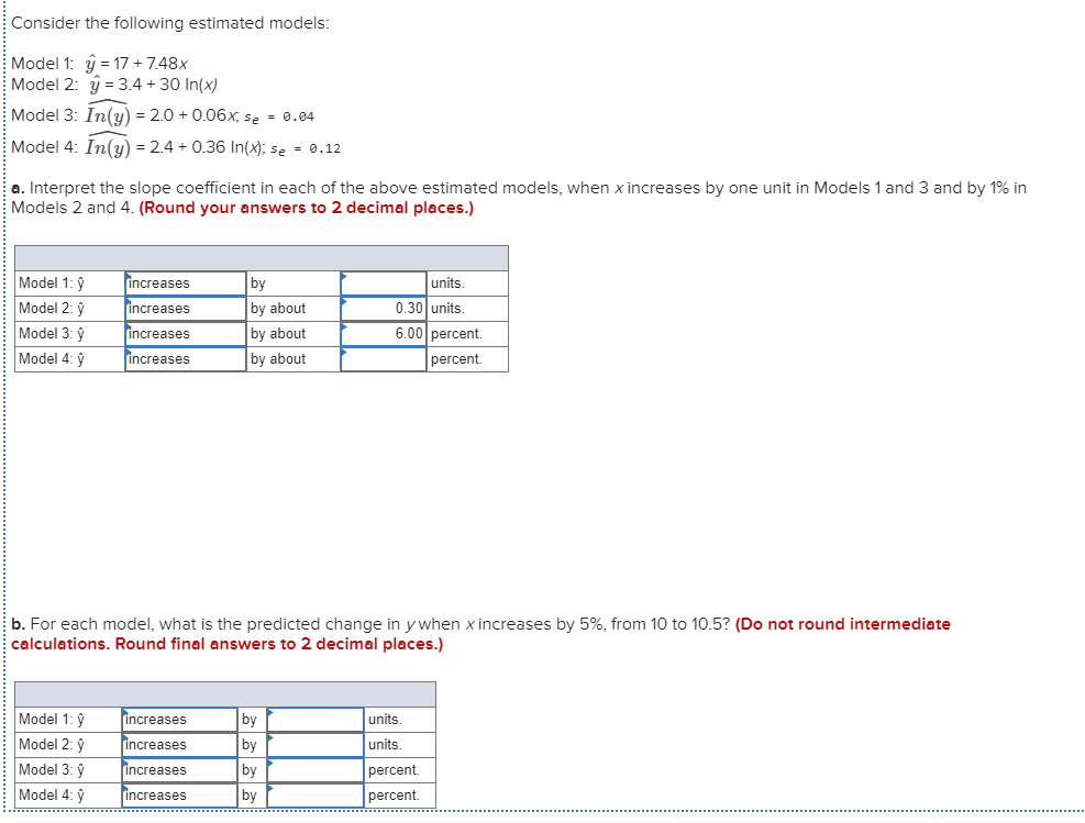 Solved Consider the following estimated models: . Model 1: | Chegg.com