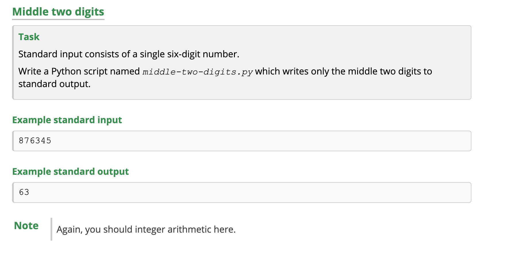 Solved Middle two digits Task Standard input consists of a | Chegg.com