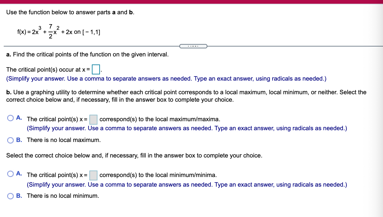Solved Use the function below to answer parts a and b. 3 7 2 | Chegg.com