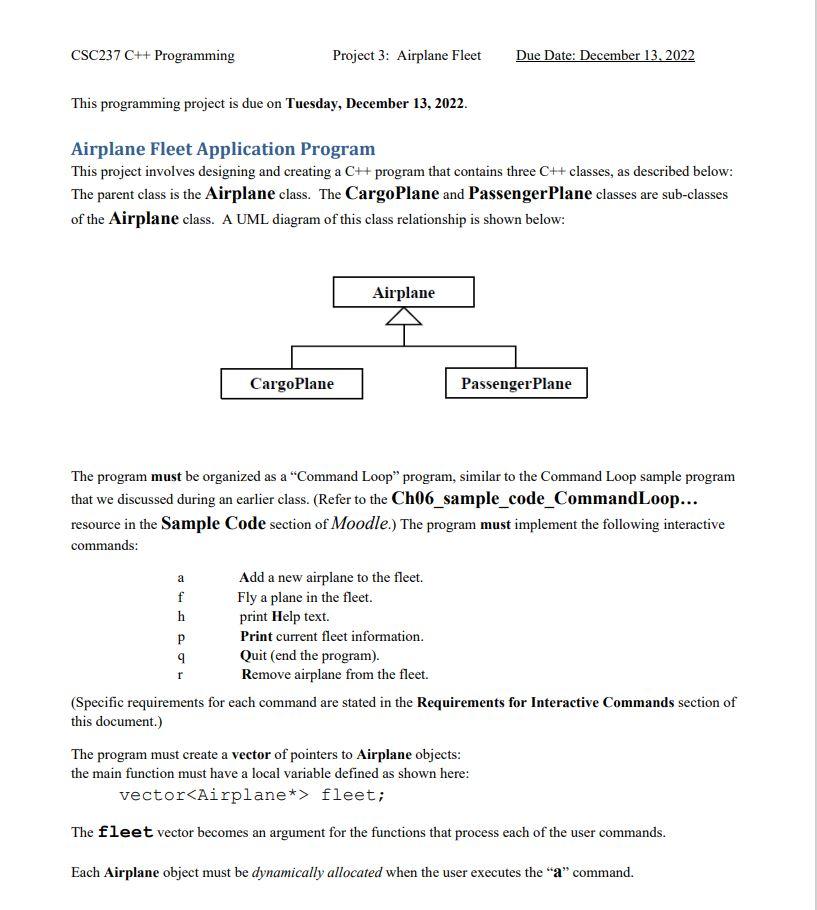 Solved This programming project is due on Tuesday, December | Chegg.com