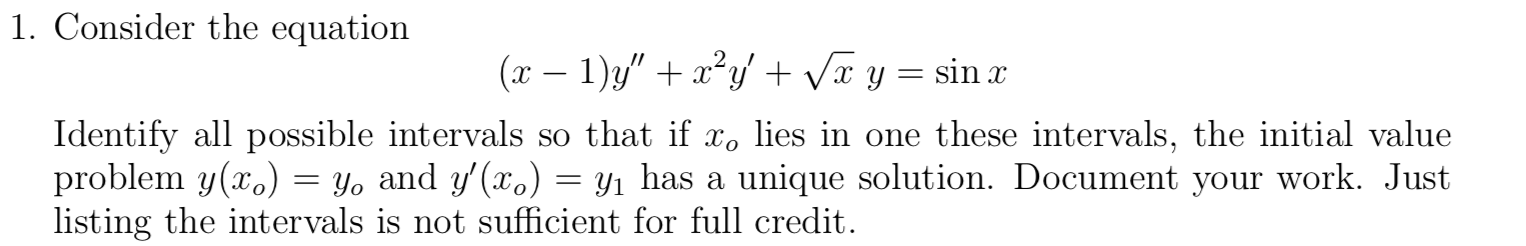 Solved 1. Consider the equation (x - 1)y