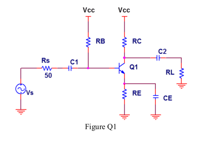 Solved Question 1: Figure Q1 is a common emitter amplifier. | Chegg.com