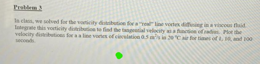 Problem 3 In Class, We Solved For The Vorticity | Chegg.com