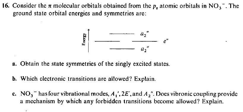 Solved 16. Consider the a molecular orbitals obtained from | Chegg.com