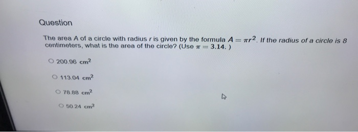 area of circle having radius r is