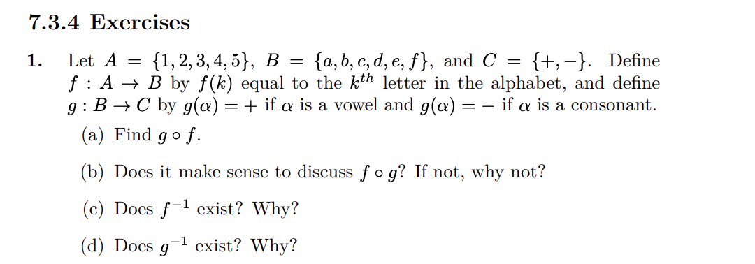 Solved 1. 7.3.4 Exercises Let A = {1,2,3,4,5}, B = {a,b, c, | Chegg.com