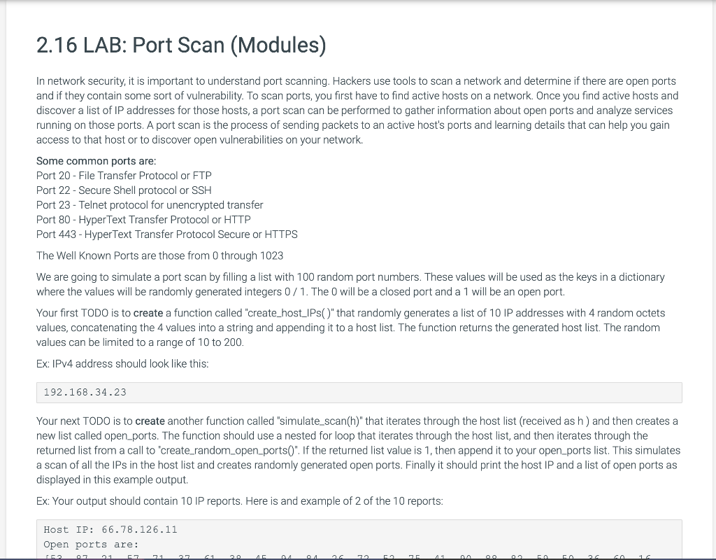 Solved 2.16 LAB Port Scan (Modules) In network security, it