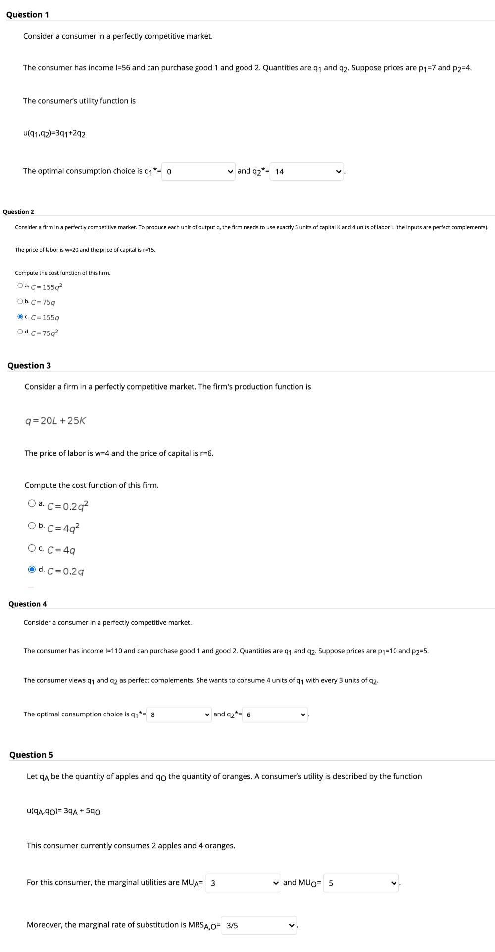 Solved Question 1 Consider A Consumer In A Perfectly | Chegg.com