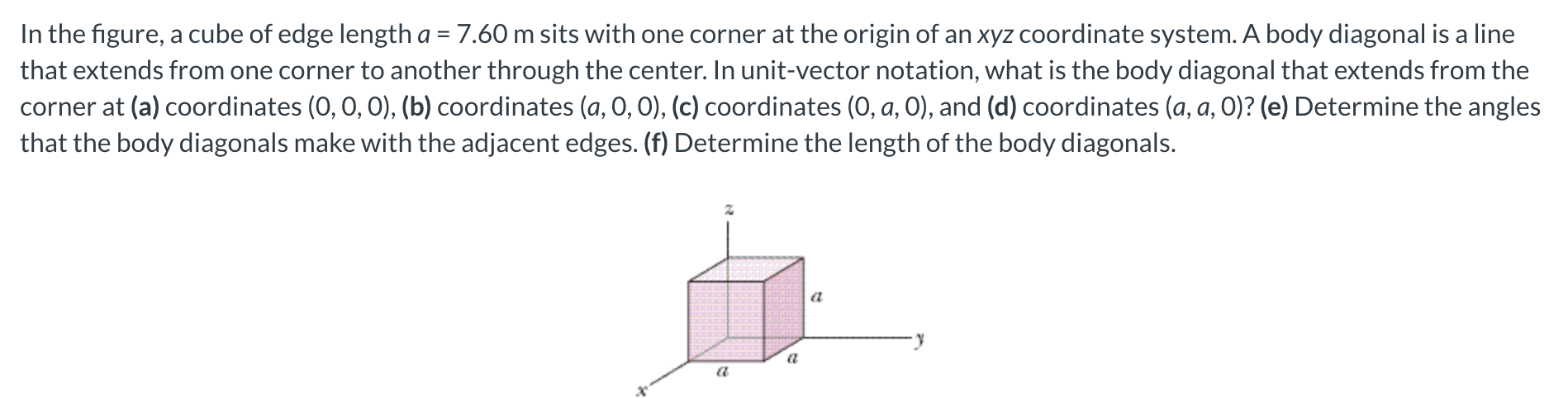 Solved In The Figure, A Cube Of Edge Length A = 7.60 M Sits | Chegg.com