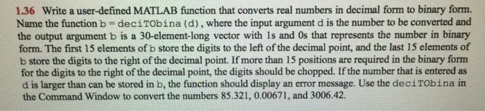 Solved 1.36 Write a user-defined MATLAB function that | Chegg.com