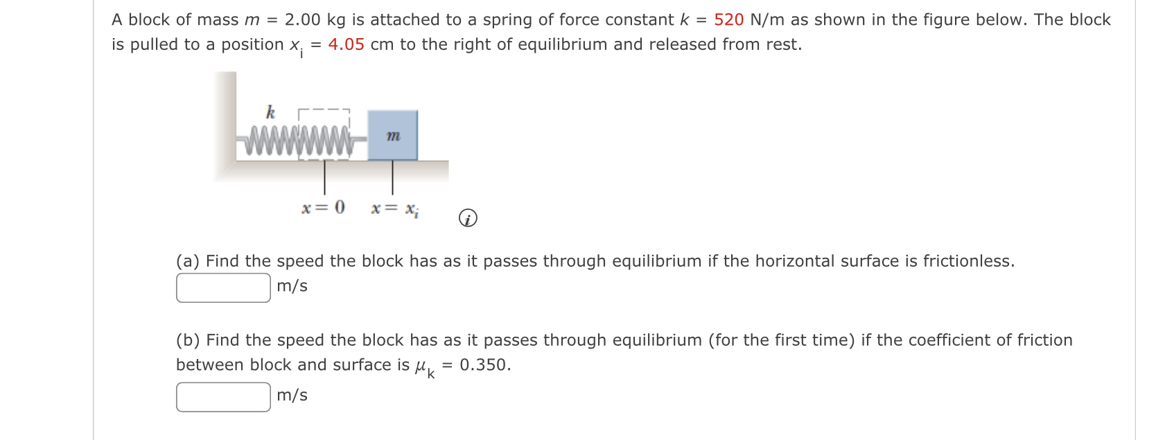 Solved A Block Of Mass M 2 00kg Is Attached To A Spring Of