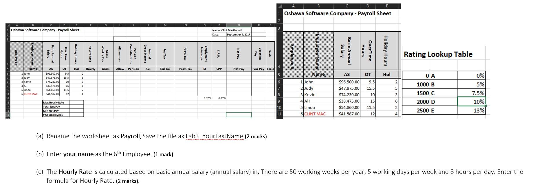 Create A New Excel Worksheet As Shown Below To Chegg