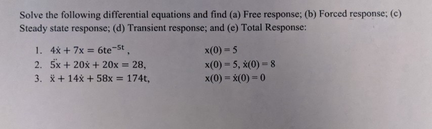 Solved Solve The Following Differential Equations And Find | Chegg.com