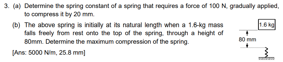 Solved 3. (a) Determine the spring constant of a spring that | Chegg.com