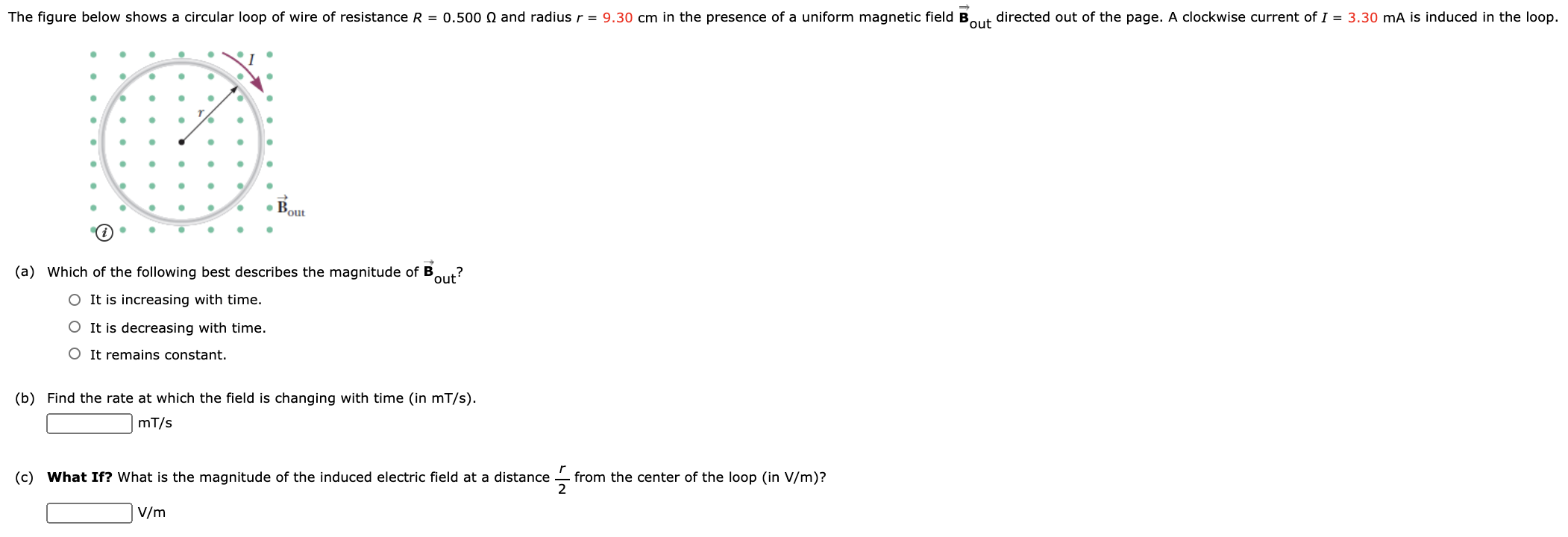 Solved The figure below shows a circular loop of wire of | Chegg.com