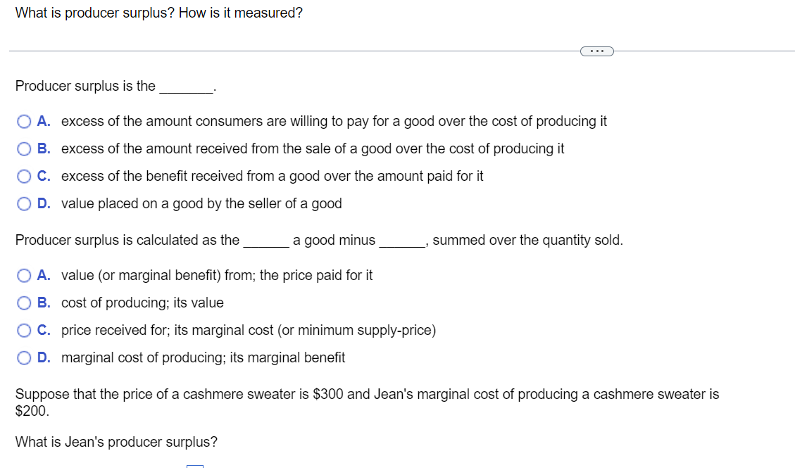 Solved What is producer surplus? How is it measured?