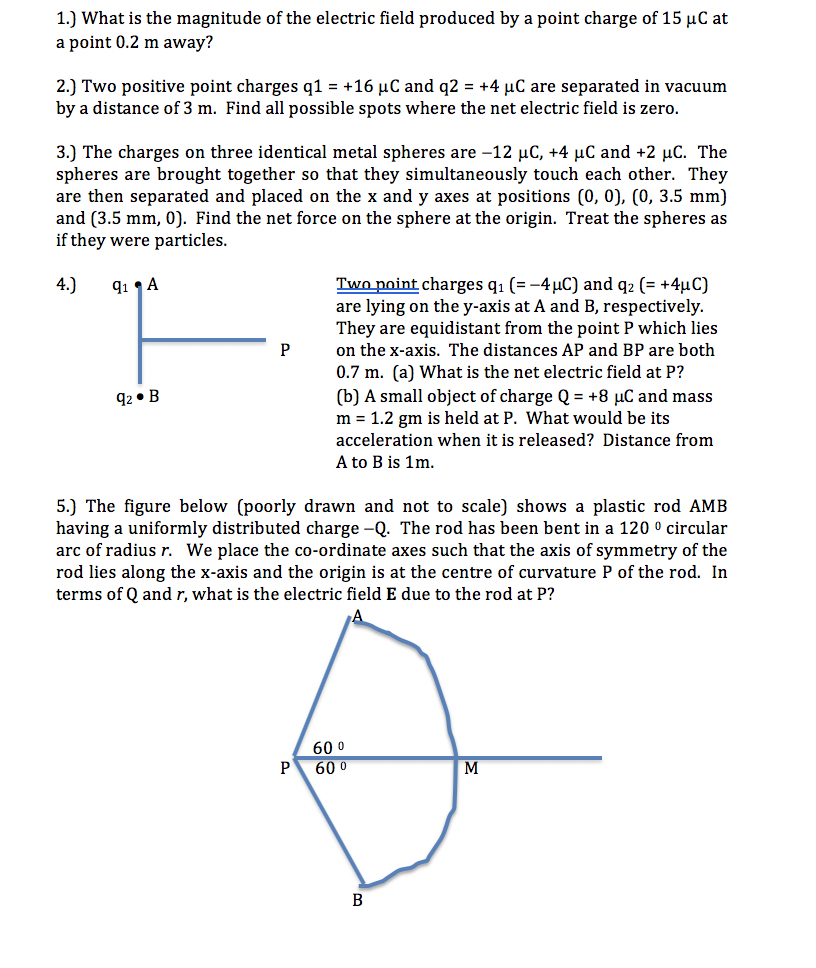 Solved 1.) What is the magnitude of the electric field | Chegg.com