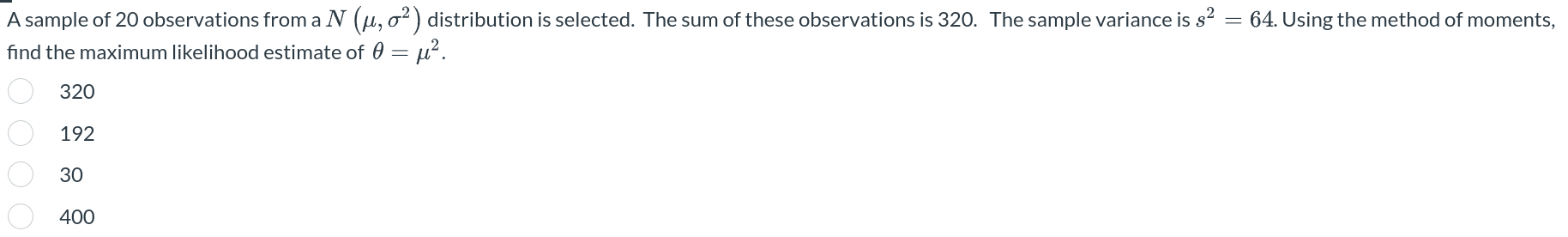 Solved A sample of 20 observations from a N(μ,σ2) | Chegg.com