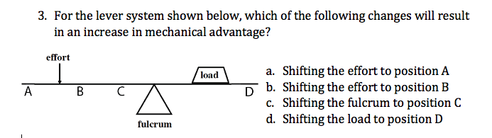 Solved 3. For the lever system shown below, which of the | Chegg.com