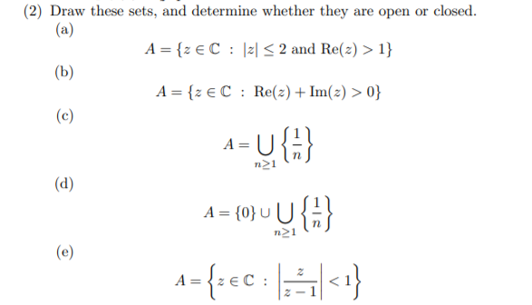 Solved (2) Draw these sets, and determine whether they are | Chegg.com