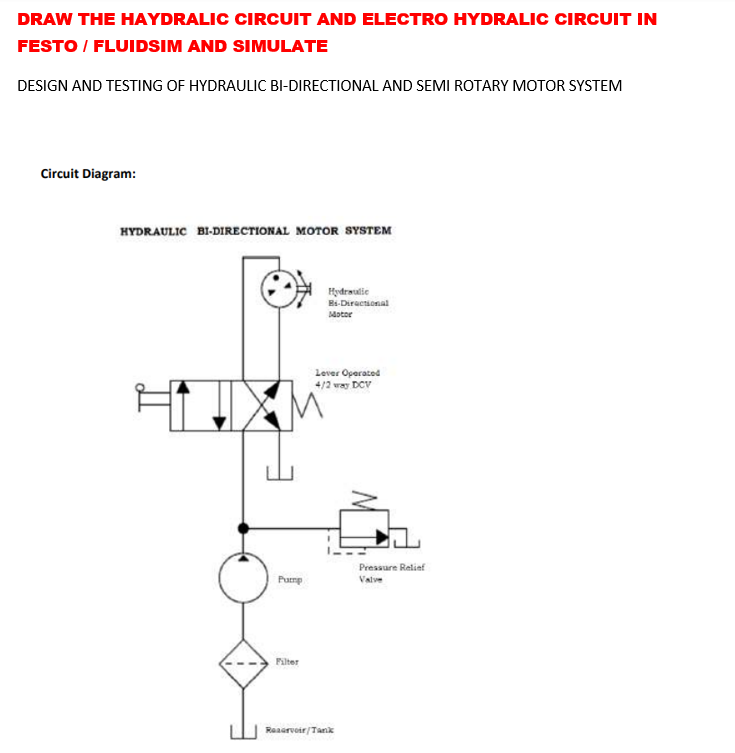 DRAW THE HAYDRALIC CIRCUIT AND ELECTRO HYDRALIC | Chegg.com