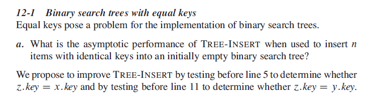 Solved 12-1 Binary search trees with equal keys Equal keys | Chegg.com