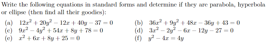 Solved Write the following equations in standard forms and | Chegg.com