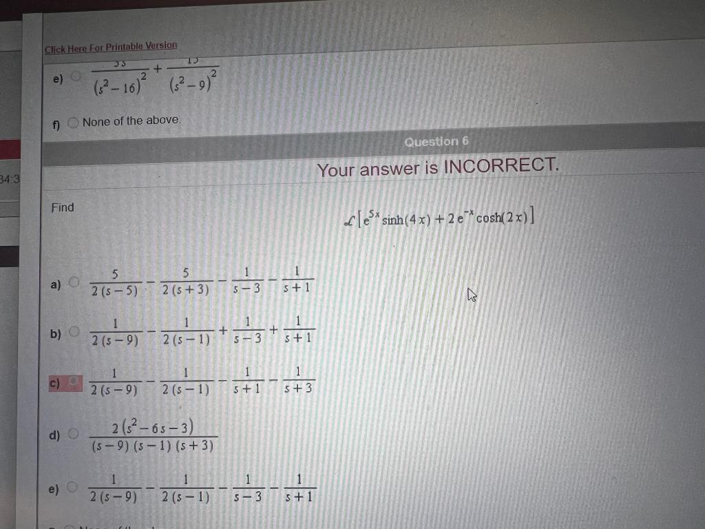 Solved Click Here For Printable Version e) | Chegg.com