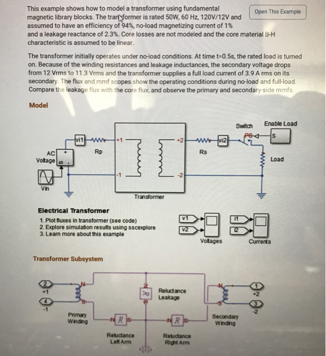 This example shows how to model a transformer using | Chegg.com